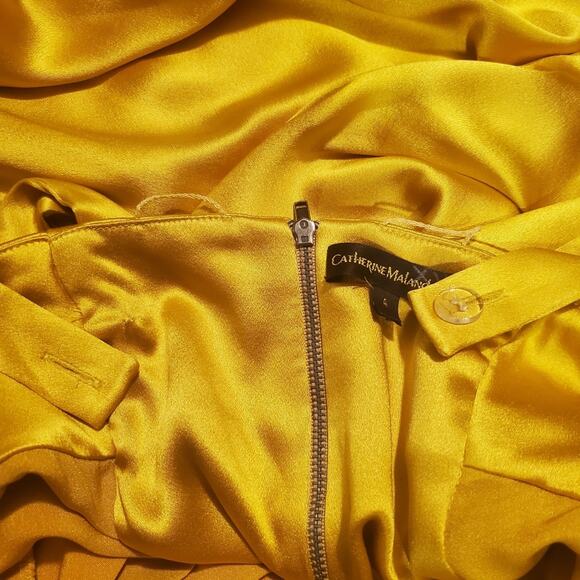 Catherine Malandrino 100% Silk Golden Liquid Maxi Dress Sz 4 - Picture 10 of 15